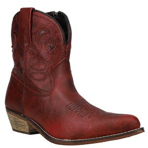 Dingo Adobe Rose Pointed Toe Leather Cowgirl Booties Size 7